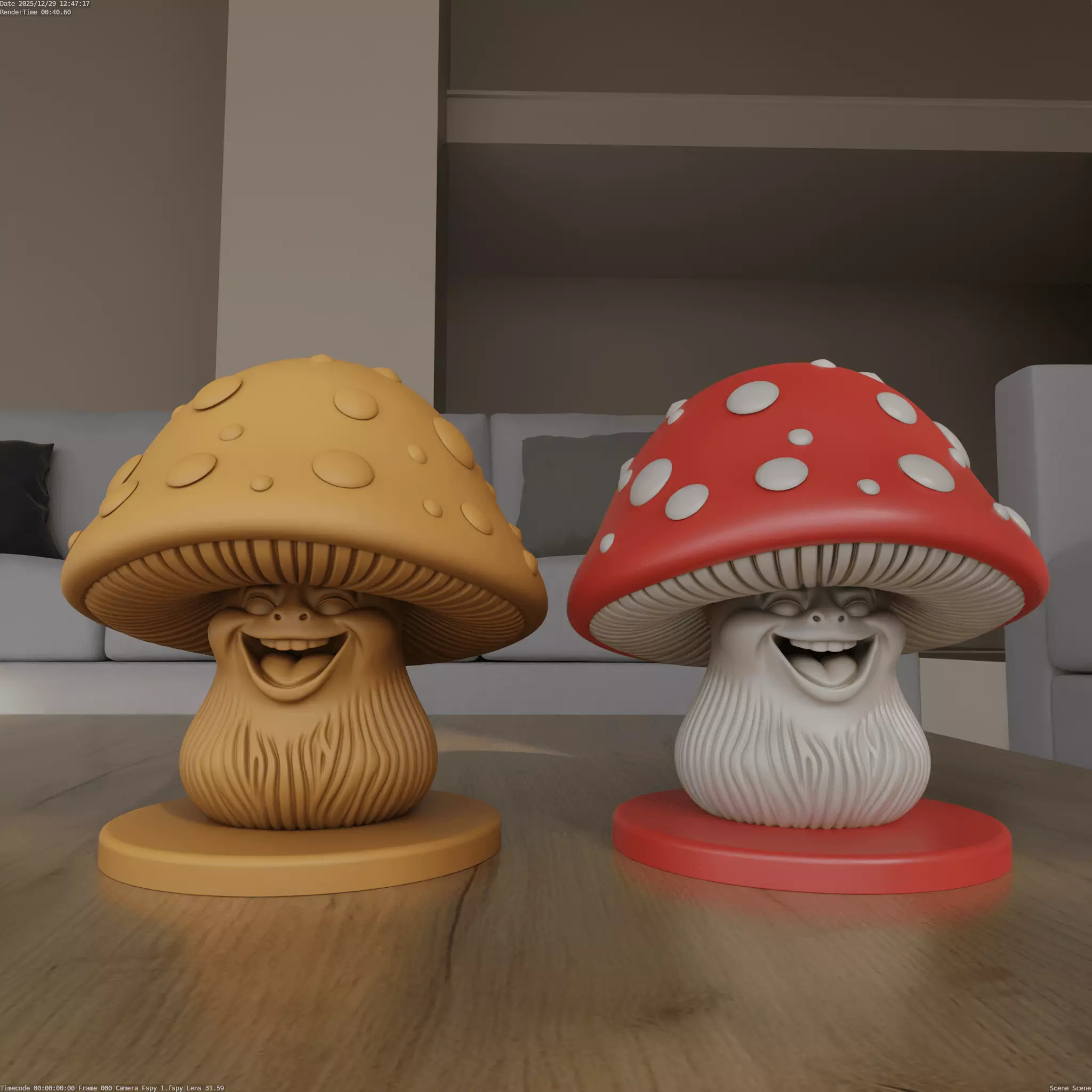 Smiling Mushroom Desk Companion STL 3D print model