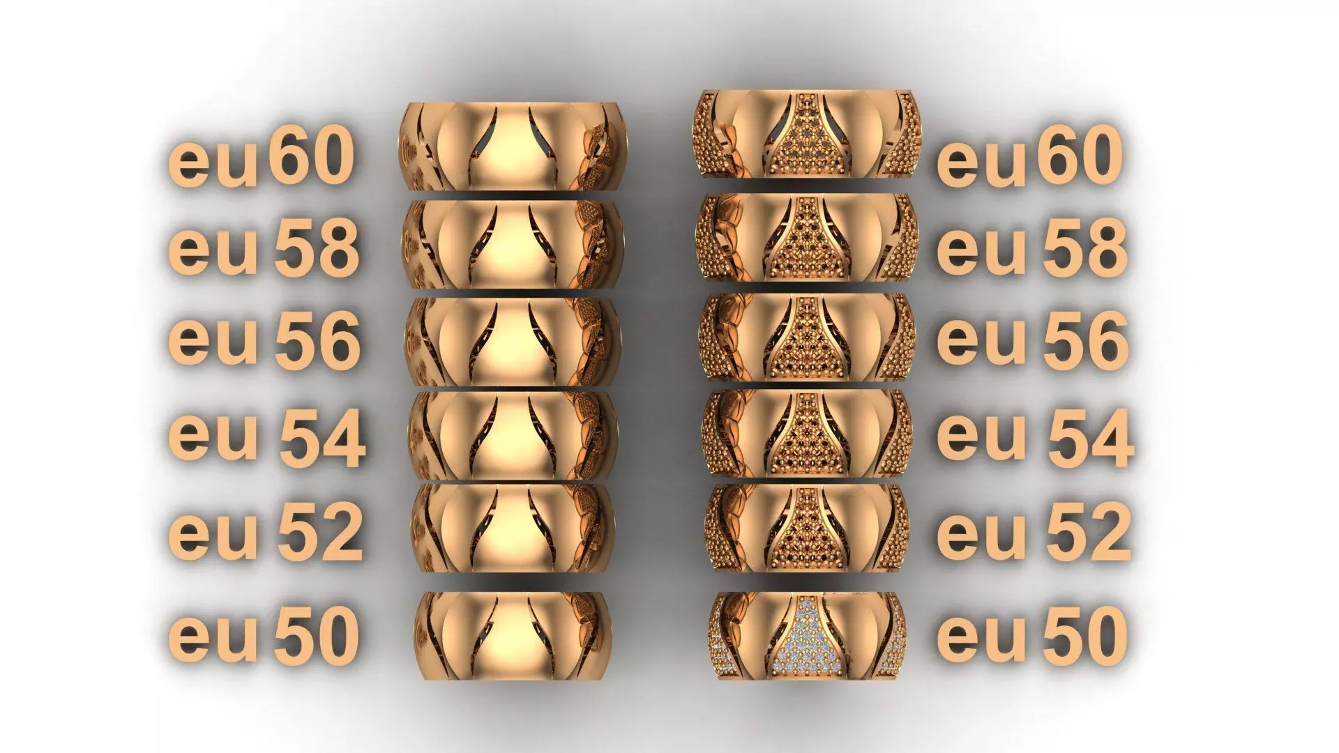 Luxury Braided Gold Wedding Ring Set His Hers EU 50-60 Free 3D print model