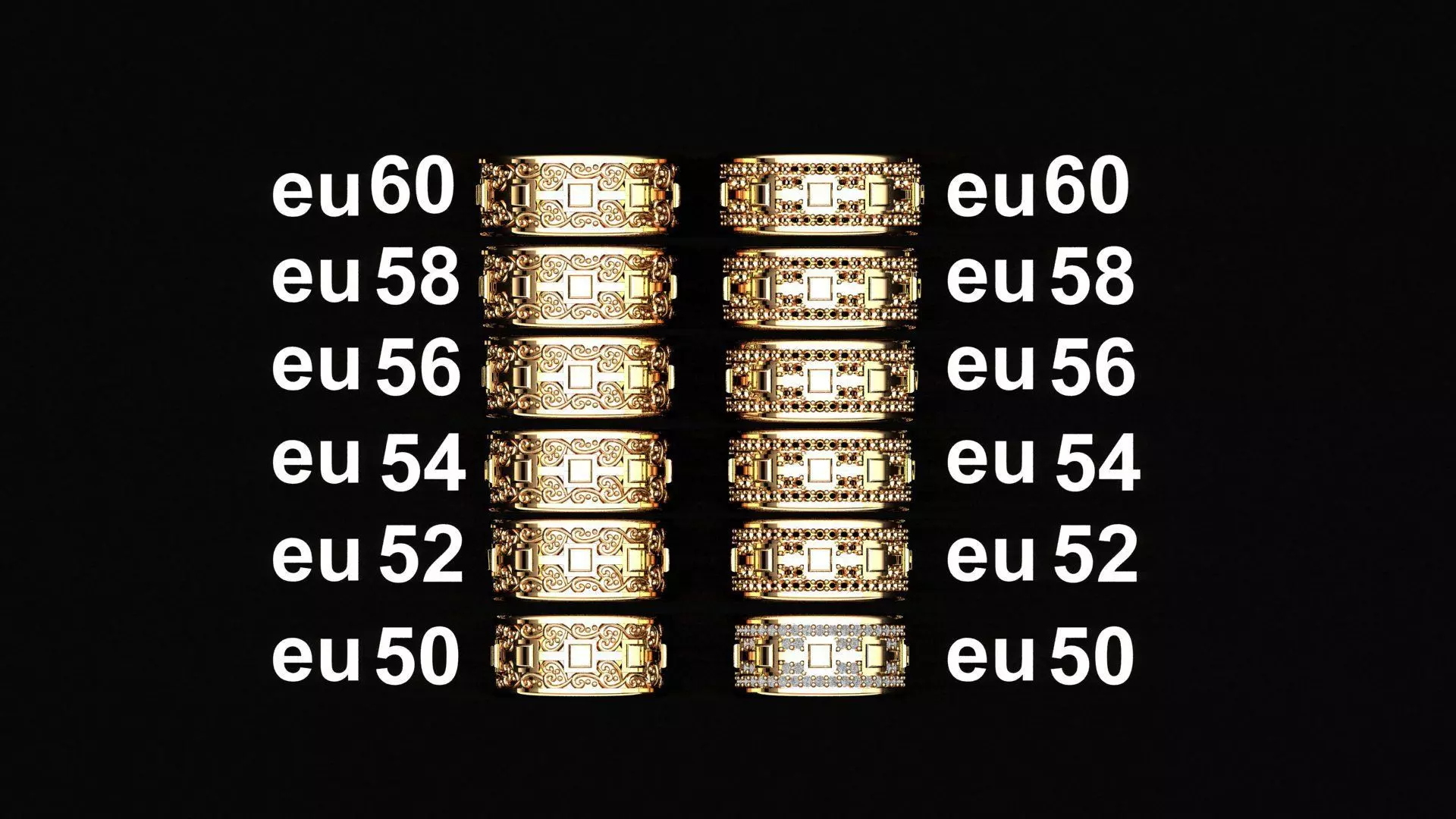 Luxury Braided Gold Wedding Ring Set His Hers EU 50-60 3D print model
