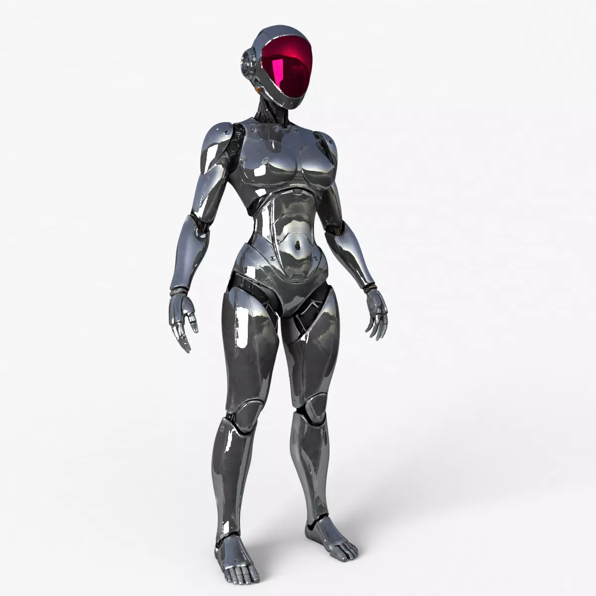 Chrome Robot Woman High Detail 3D model