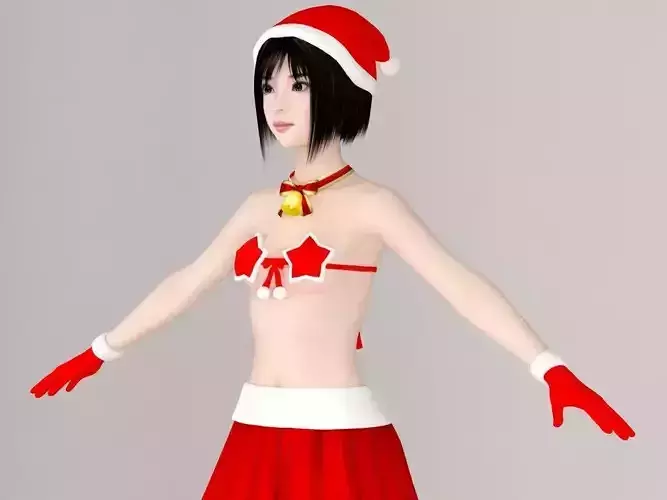  T pose nonrigged model of  Satomi in Christmas costume