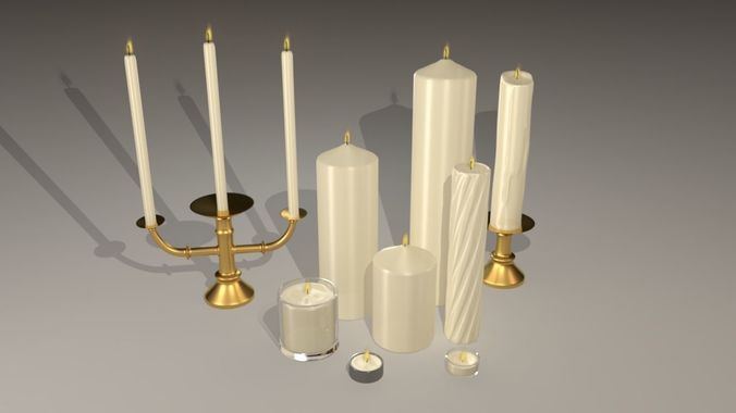 Set of Candles small to large Low-poly 3D model
