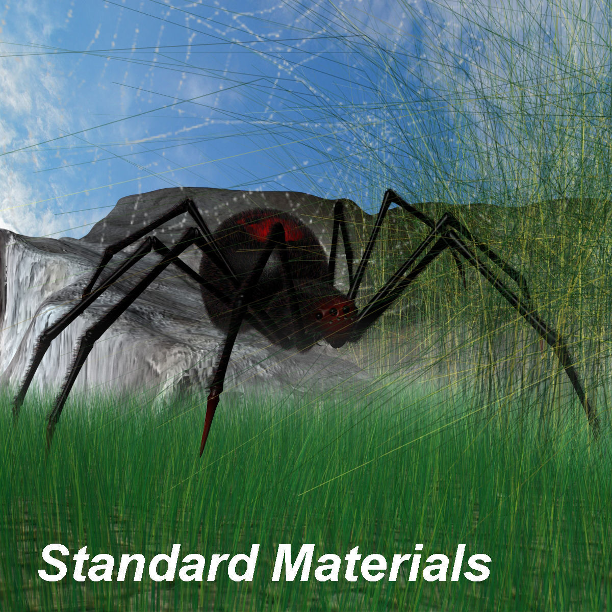 Black Spider Rigged Low-poly 3D model_8