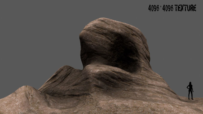 Rock formation with person Low-poly 3D model