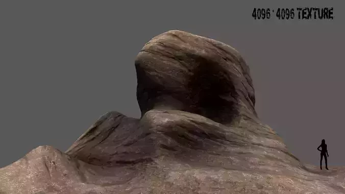 Rock formation with person Low-poly 3D model