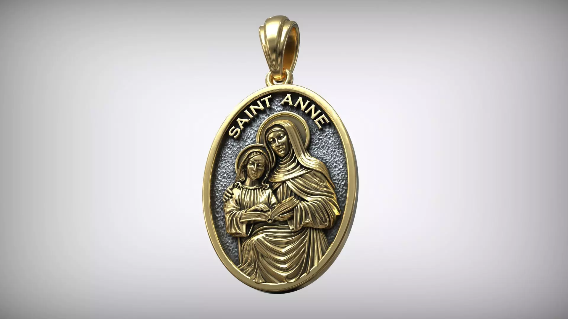 Saint Anne with Virgin Mary Christian Motherhood Medallion 3D print model
