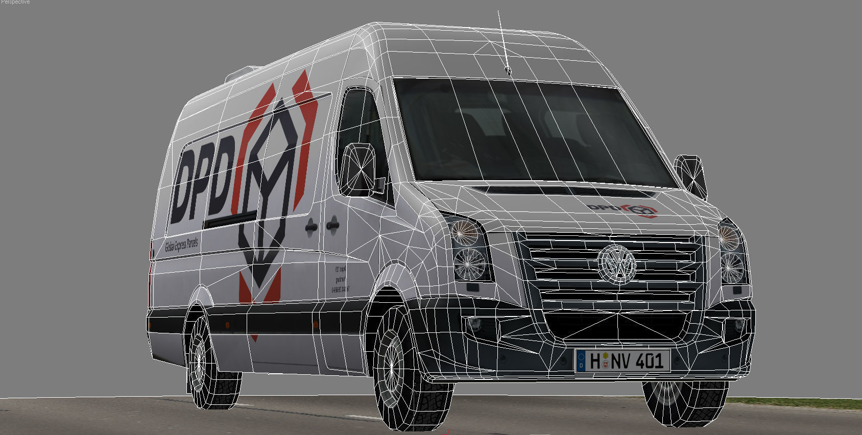 Volkswagen Crafter DPD Low-poly 3D model_8