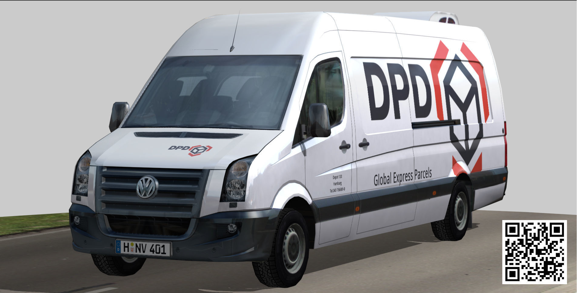 Volkswagen Crafter DPD Low-poly 3D model_3