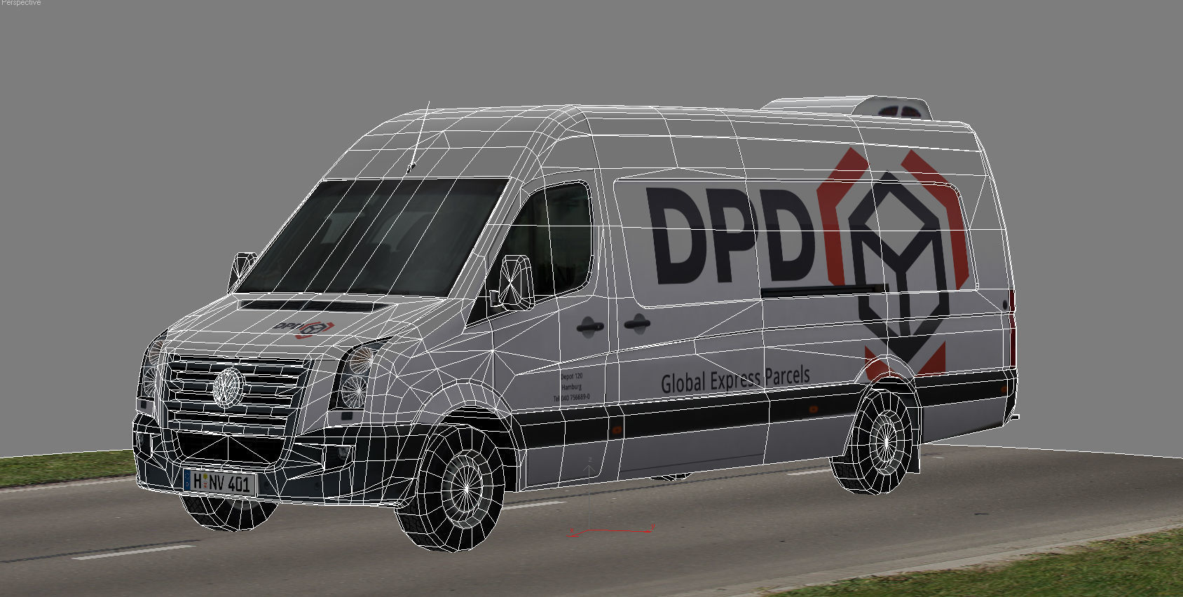 Volkswagen Crafter DPD Low-poly 3D model_9
