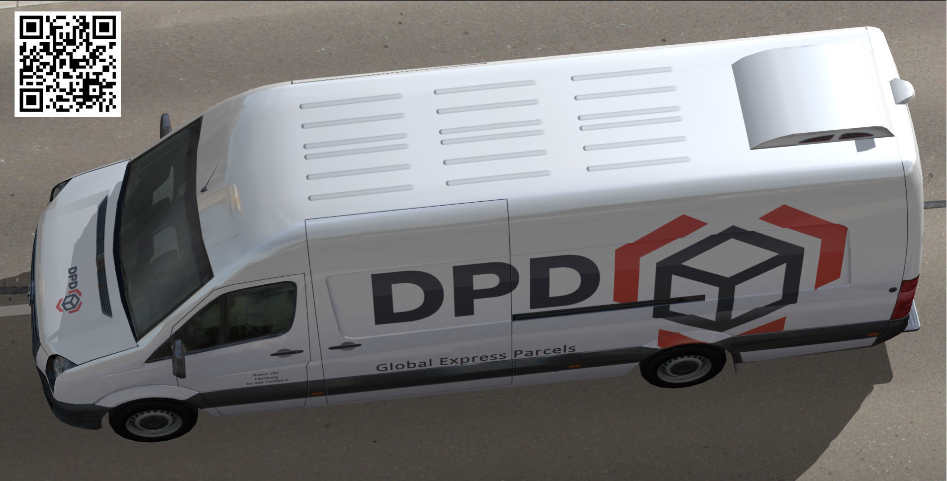 Volkswagen Crafter DPD Low-poly 3D model_6