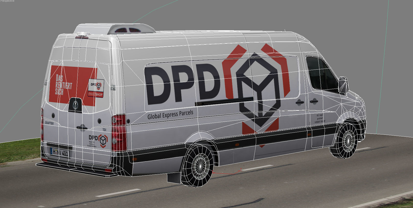 Volkswagen Crafter DPD Low-poly 3D model_7