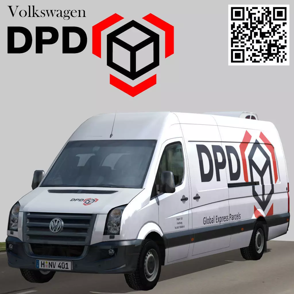 Volkswagen Crafter DPD Low-poly 3D model_0