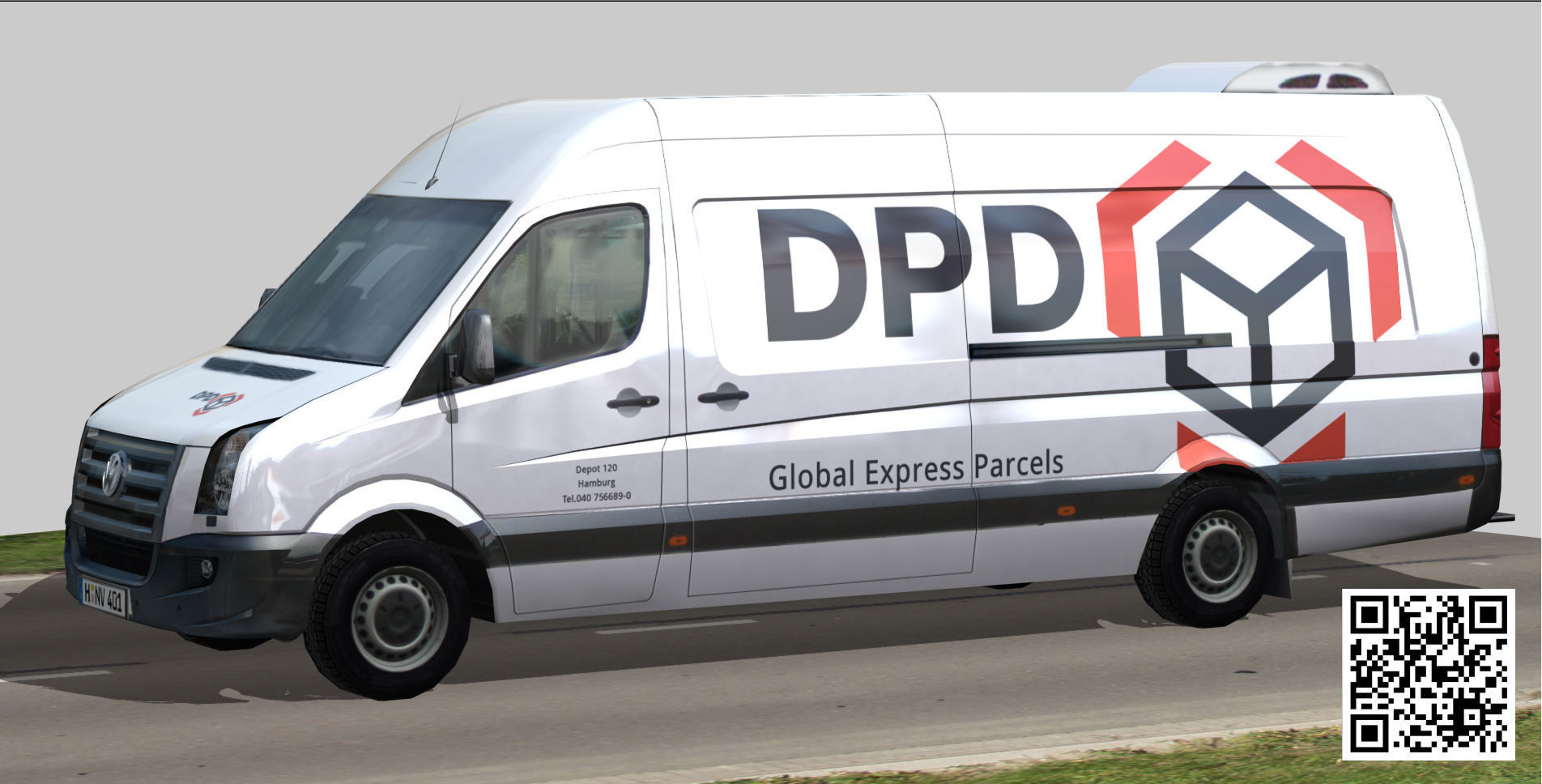 Volkswagen Crafter DPD Low-poly 3D model_1