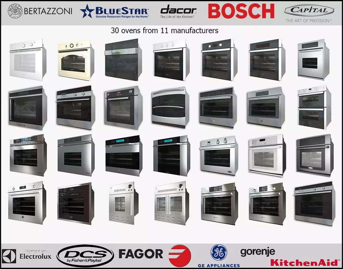 30 Wall Ovens from 11 manufacturers 3D model_0