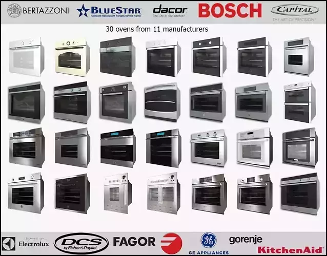 30 Wall Ovens from 11 manufacturers 3D model