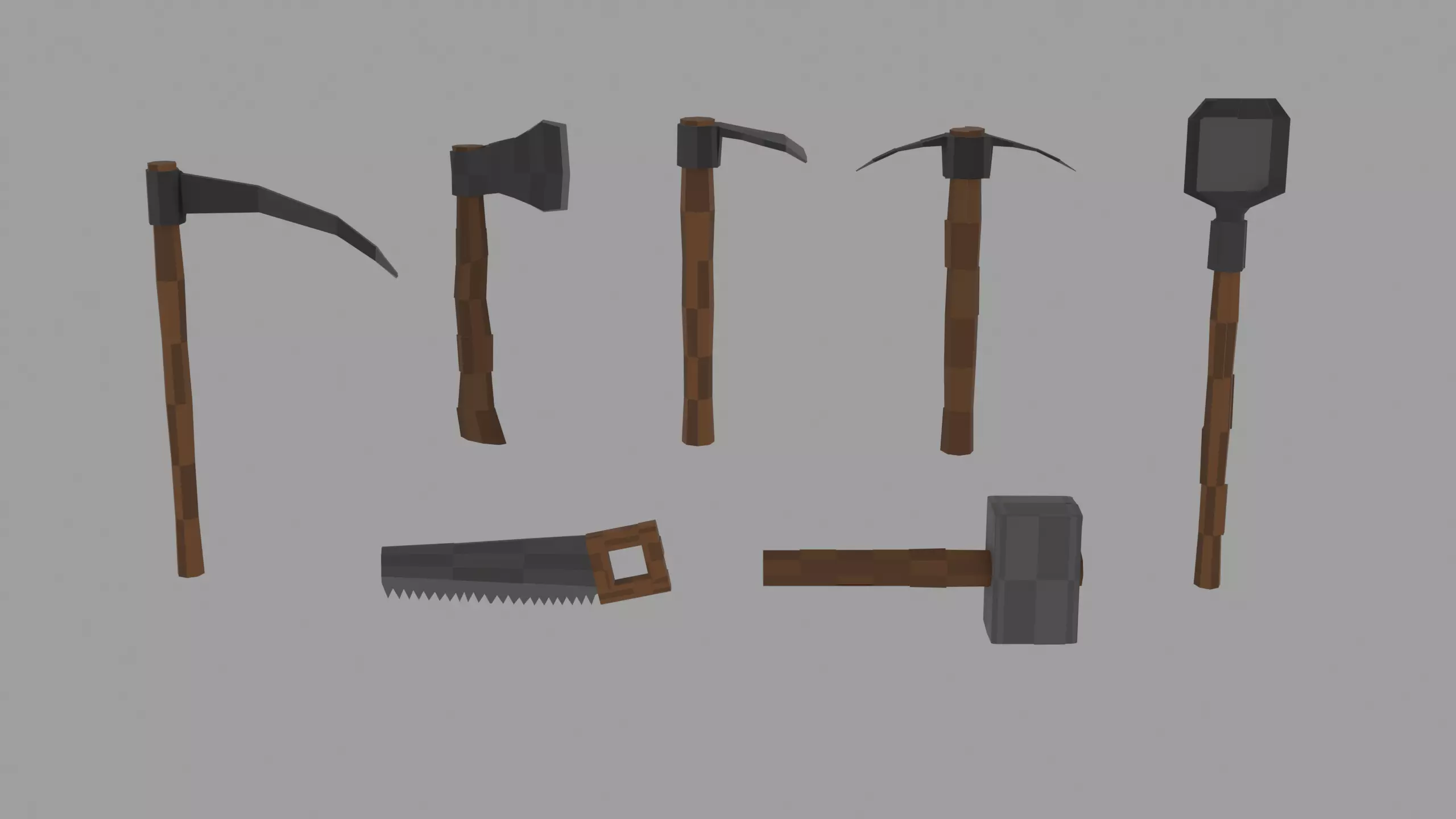 Low-Poly Stylized Tools Pack Low-poly 3D model