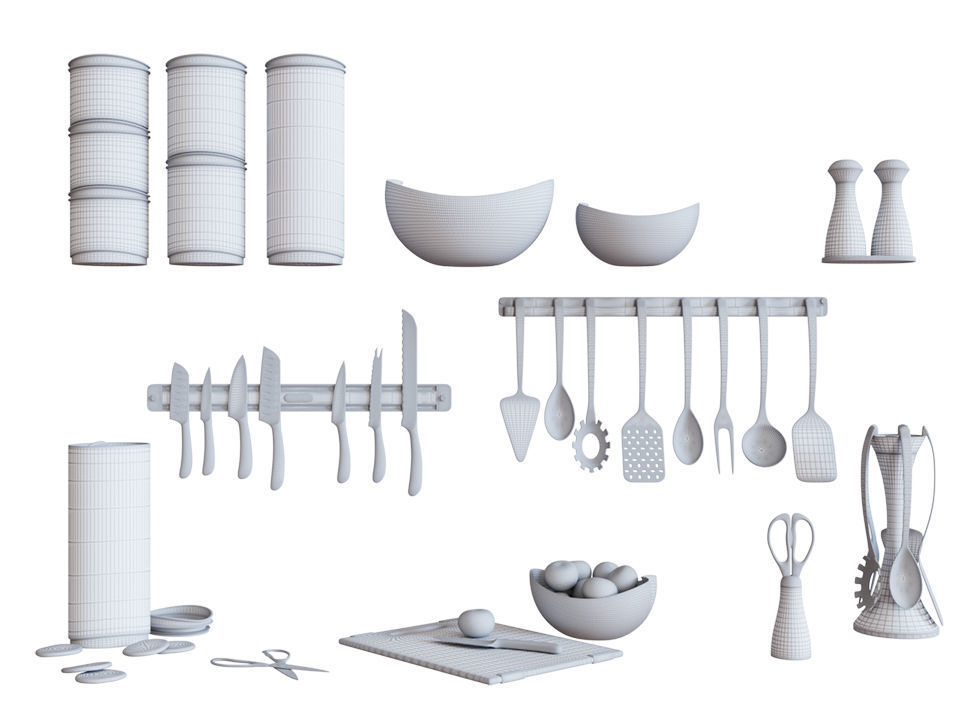 Kitchen Set utensils and tools 3D model