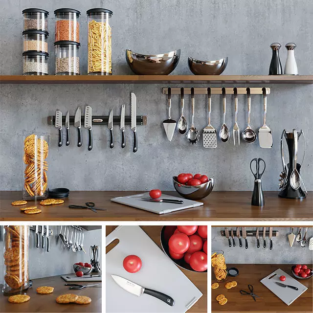 Kitchen Set utensils and tools 3D model_0