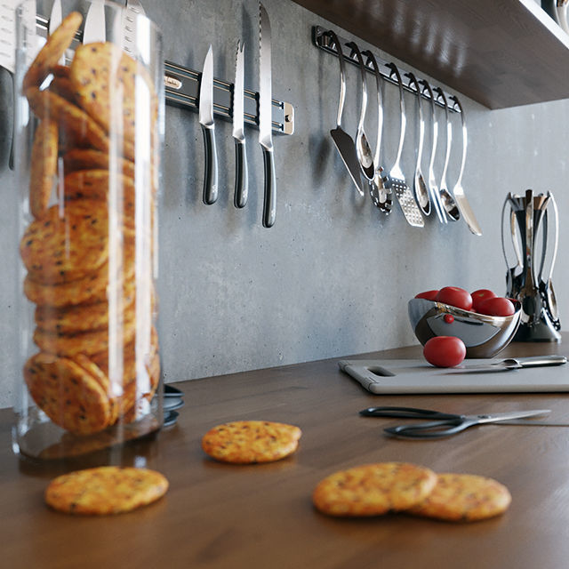 Kitchen Set utensils and tools 3D model_1