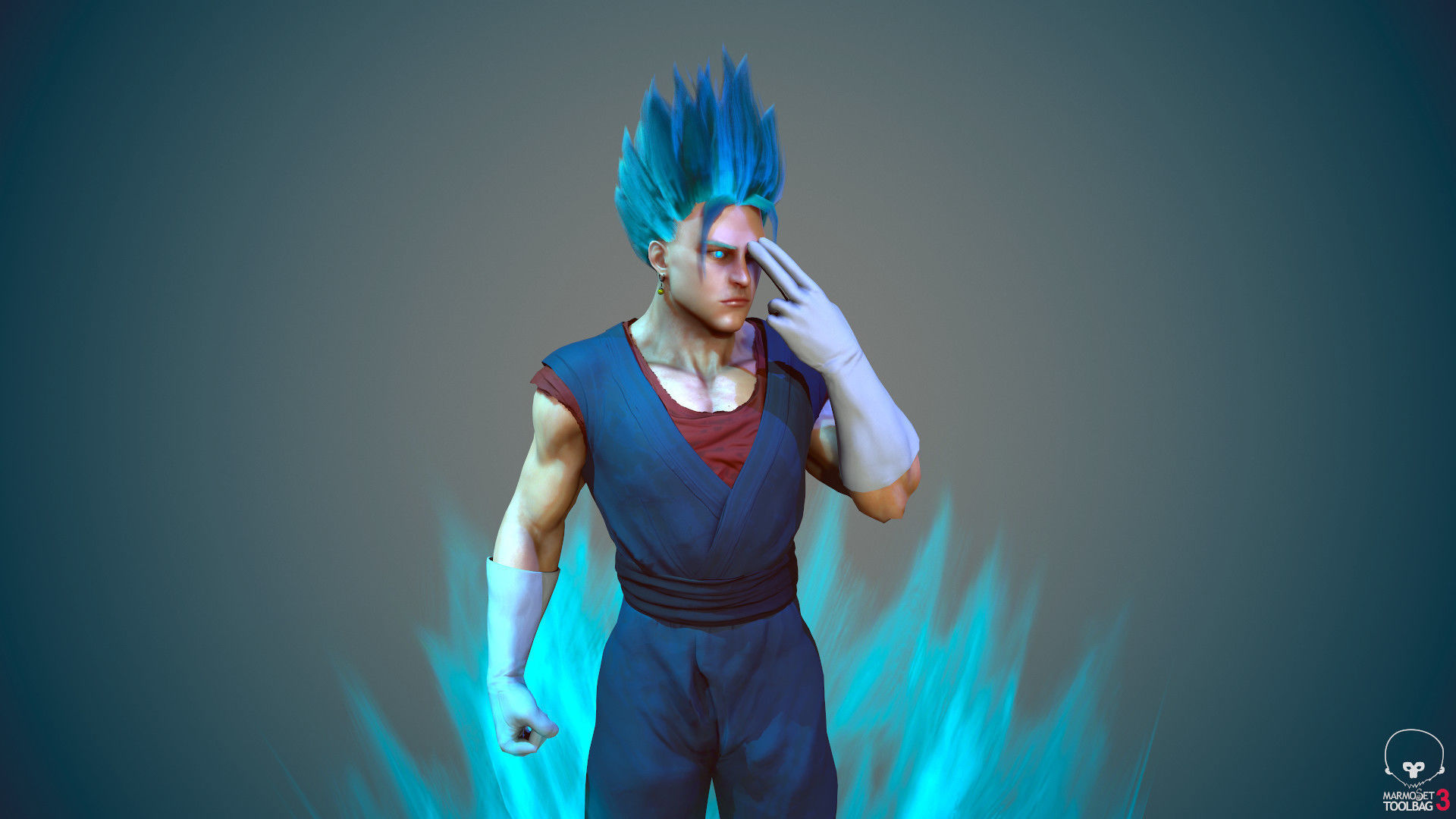 Vegito son Goku 3d model PBR realistic Low-poly 3D model_2