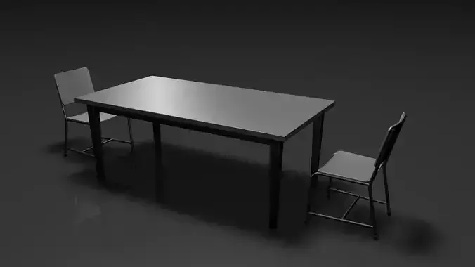 Interrogation Table and Chair 3D model