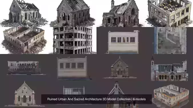 Ruined Urban And Sacred Architecture 3D Model Collection 3D Model Pack