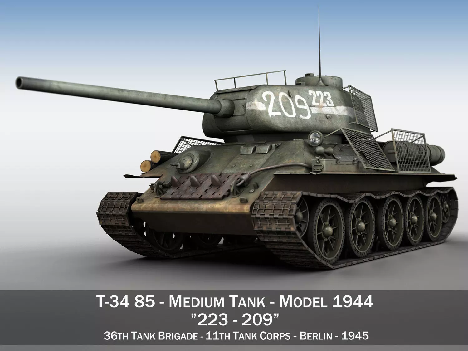 T-34 85 - Soviet medium tank - 223 3D model_0