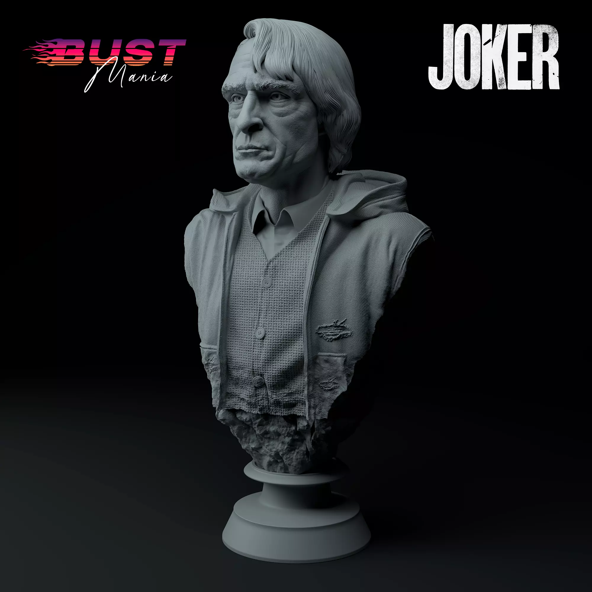 Arthur Fleck - Joker Joaquin Phoenix Premium 3D Bust STL 3D print model