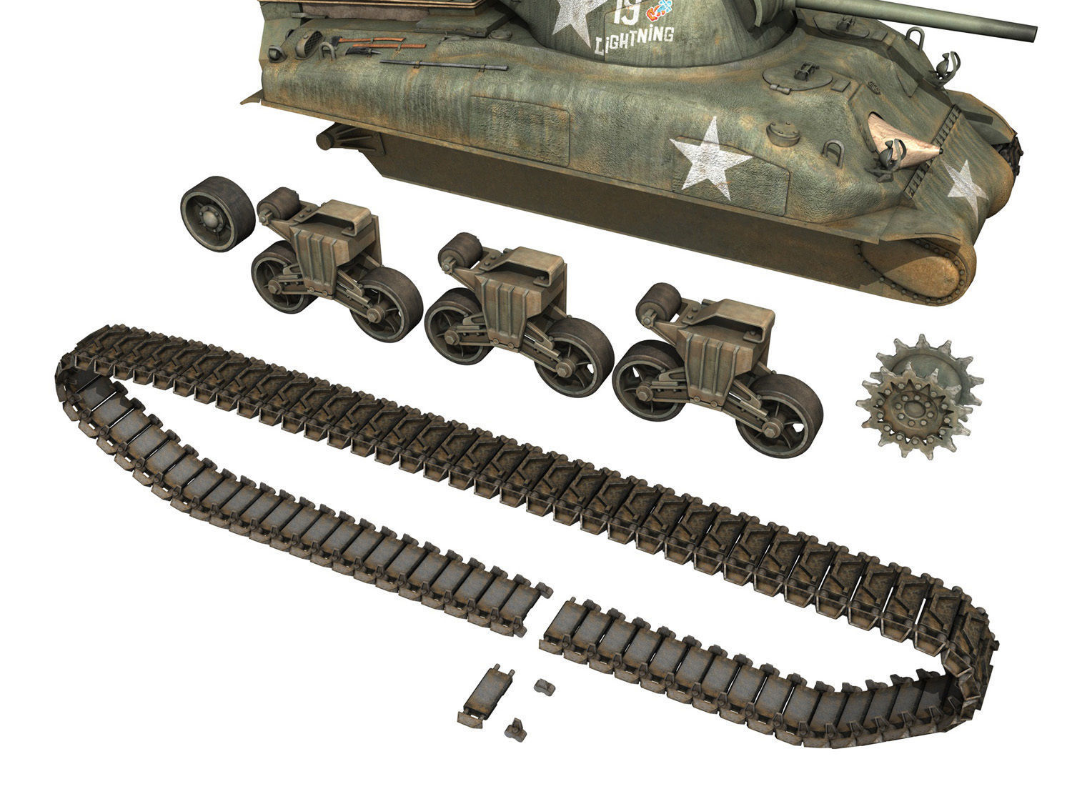 M4A1 Sherman - Lightning 3D model_9