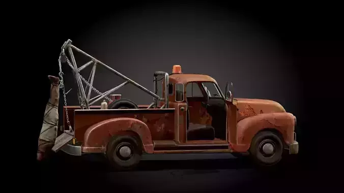 OLD TOW TRUCK Low-poly 3D model 6