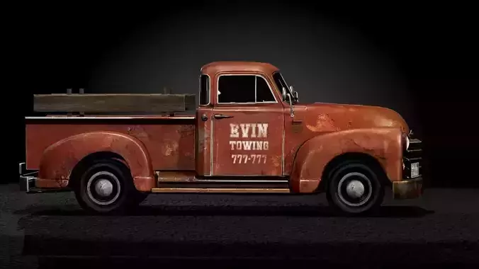 OLD TOW TRUCK Low-poly 3D model 7