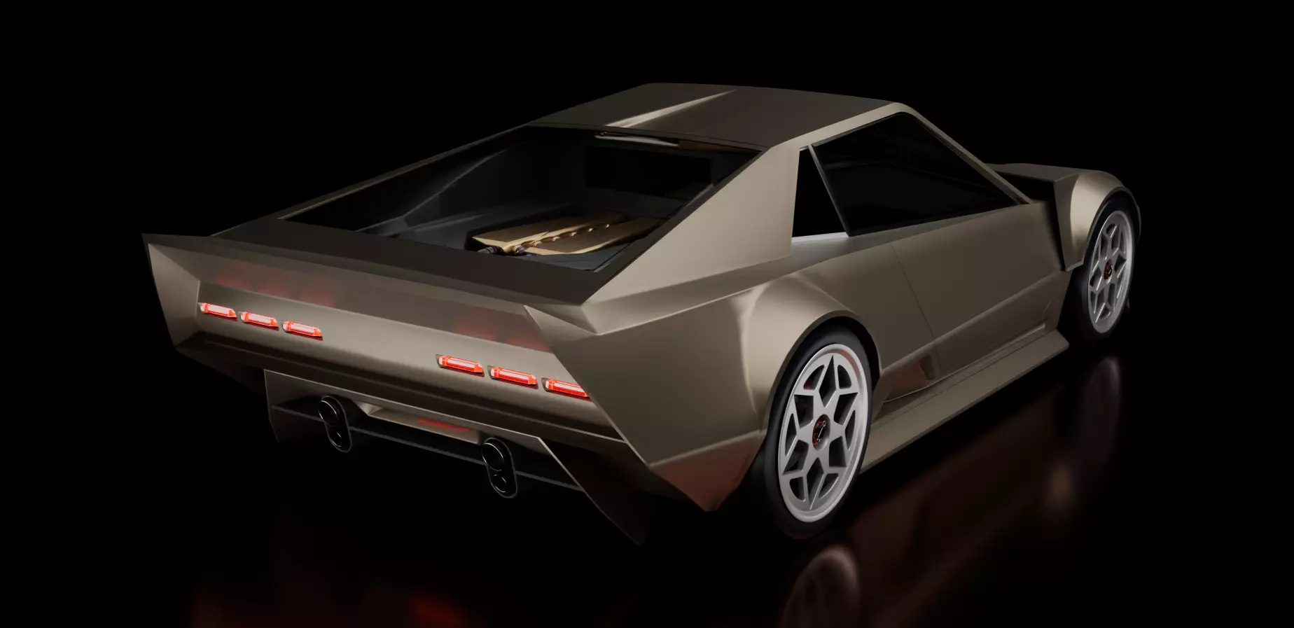 Cyber styled 70s concept supercar Low-poly 3D model