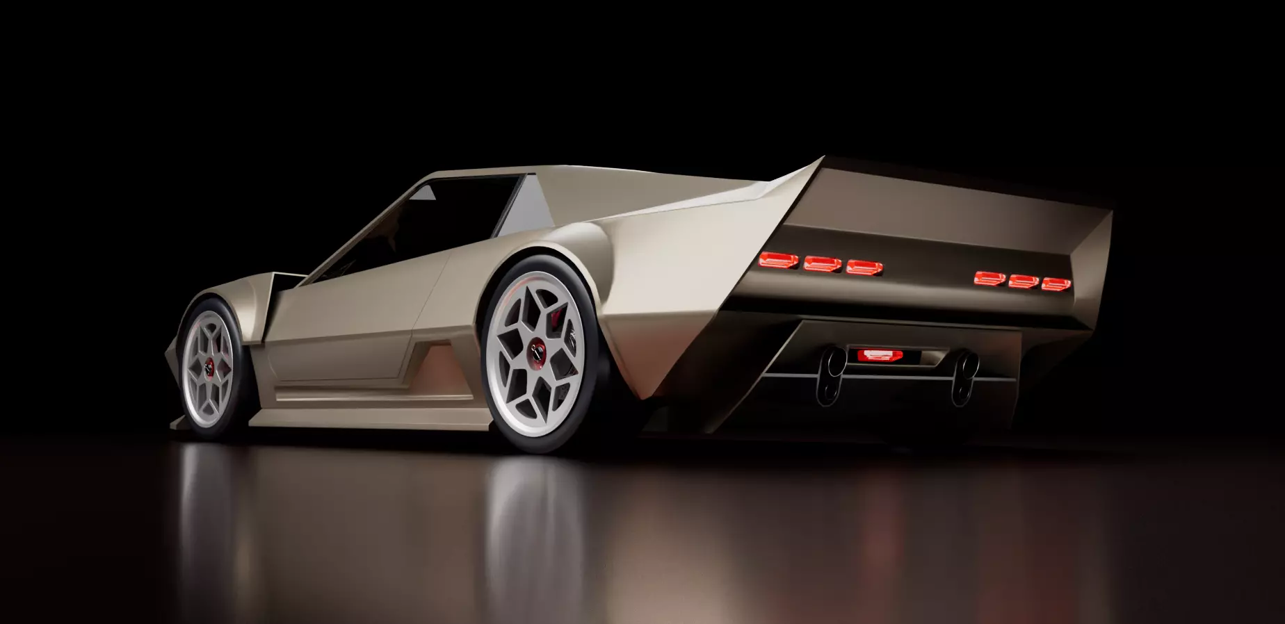 Cyber styled 70s concept supercar Low-poly 3D model