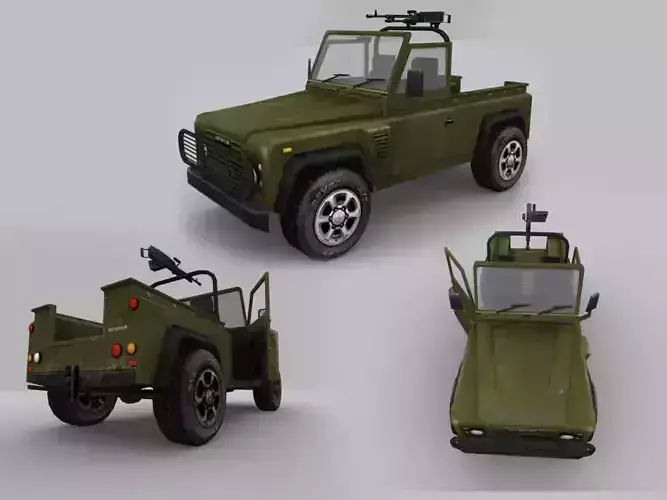 land rover defender military Low-poly 3D model