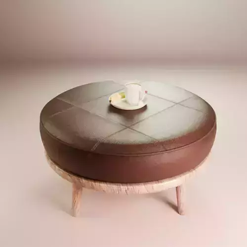 Rustic Leather Ottoman