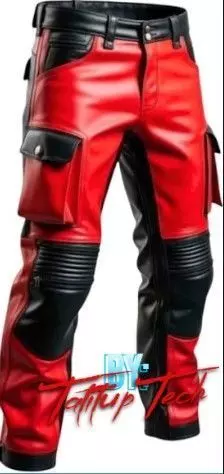RED BLACK LEATHER CARGO PANTS 3D print model