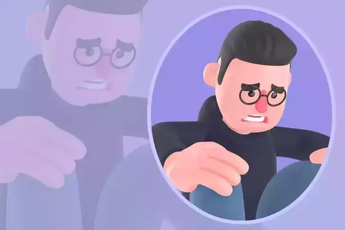 Stylized 3D Emotional Male Programmer Cartoon - Sitting on Floor 3D model