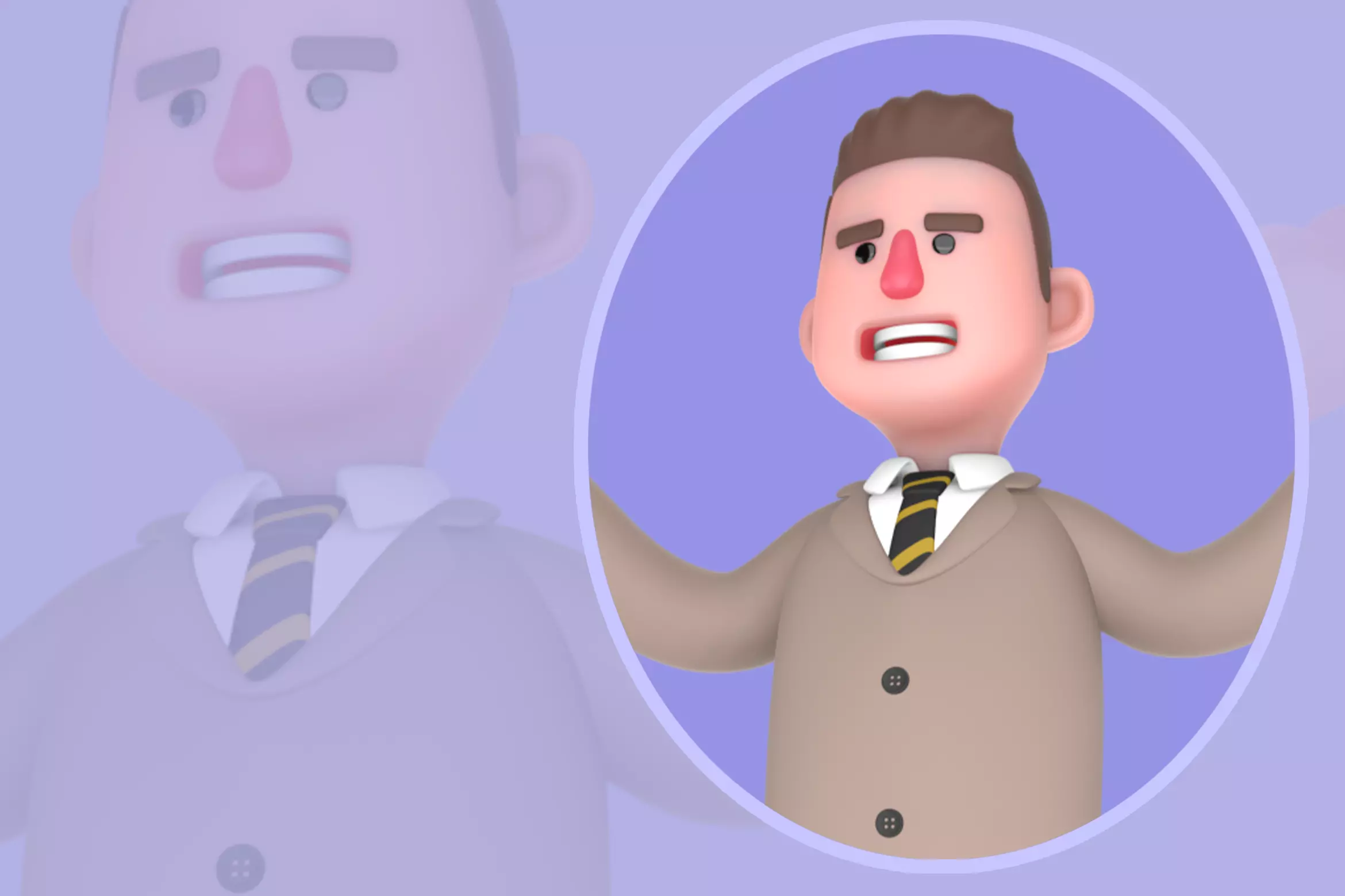 Stylized 3D Male Lawyer Character - Confused Open Arms 3D model
