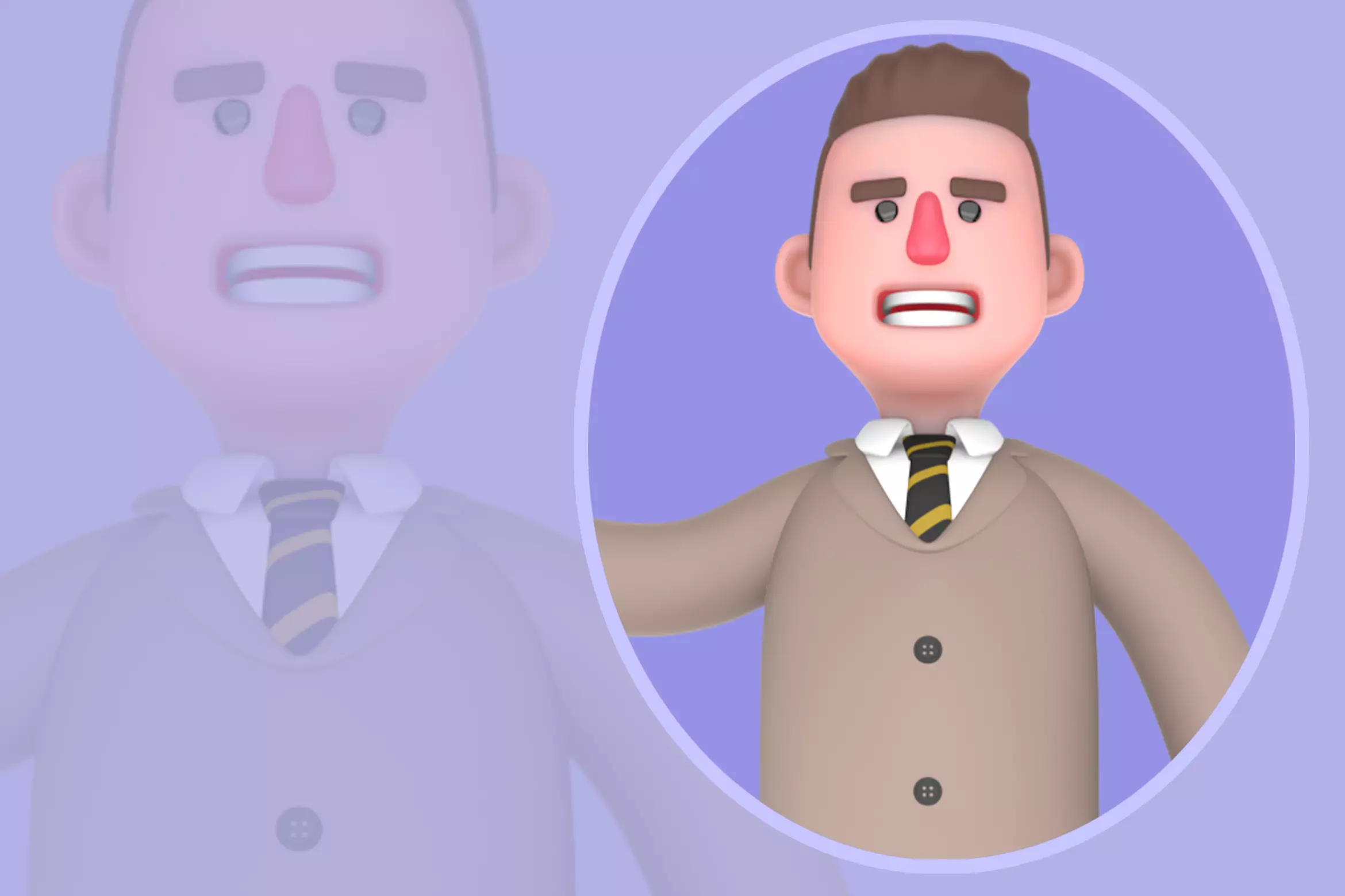 Stylized 3D Male Lawyer Character - Excited Showing Phone 3D model