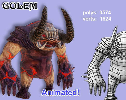 Golem for mobile games Free low-poly 3D model_2