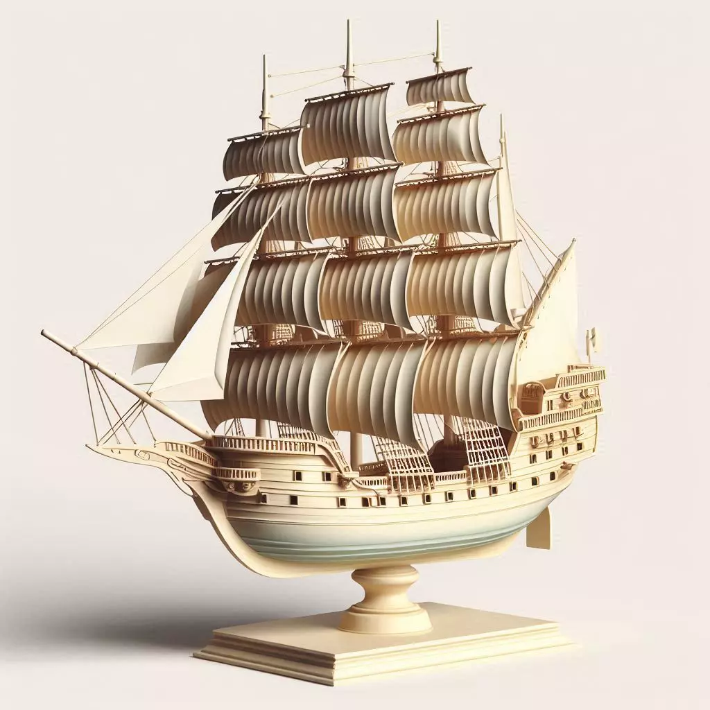 3173 Pirate Sailing Ship with Cannons Minimalist STL DND Free 3D print model