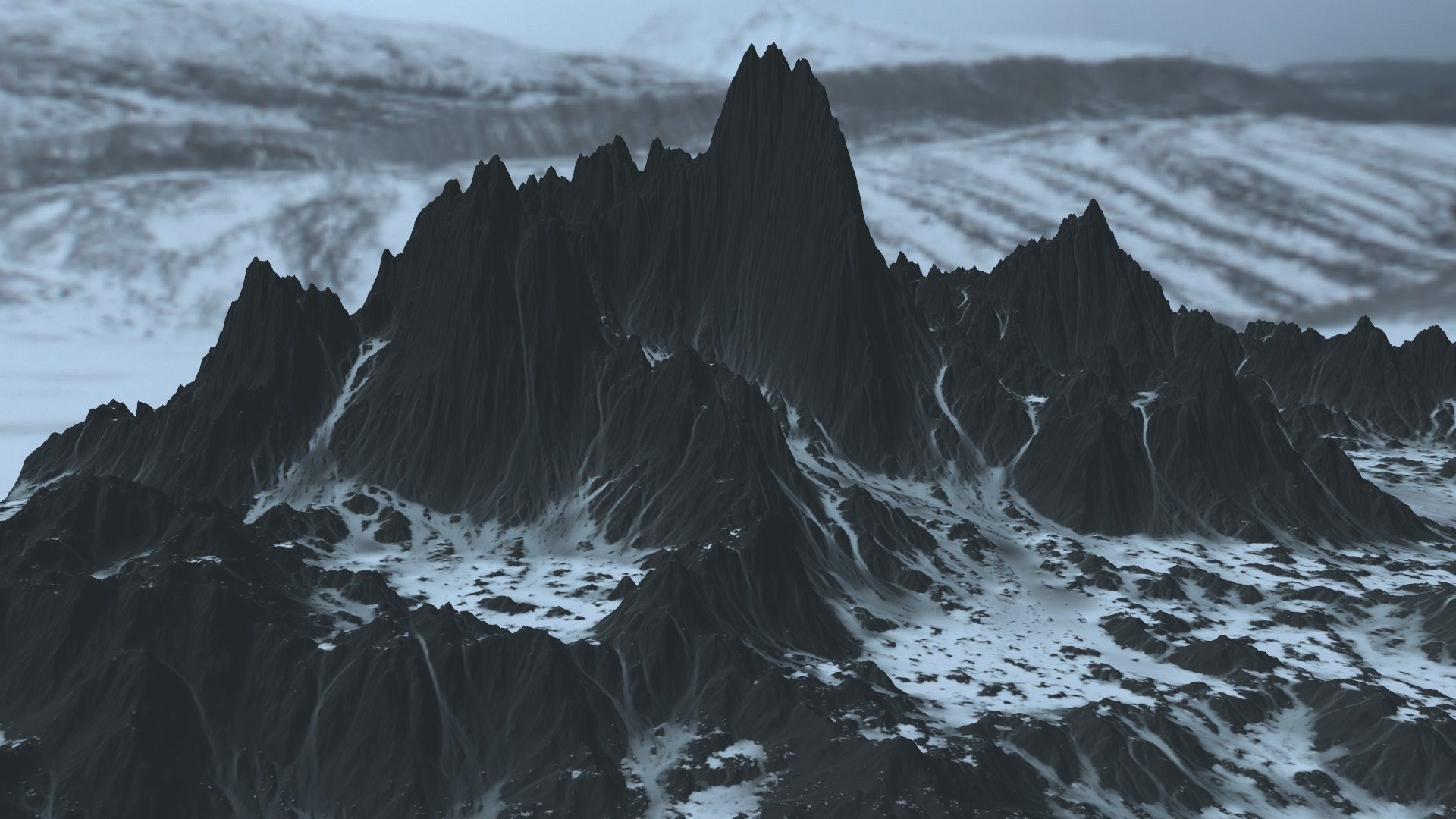 Snow Mountain Low-poly 3D model_3