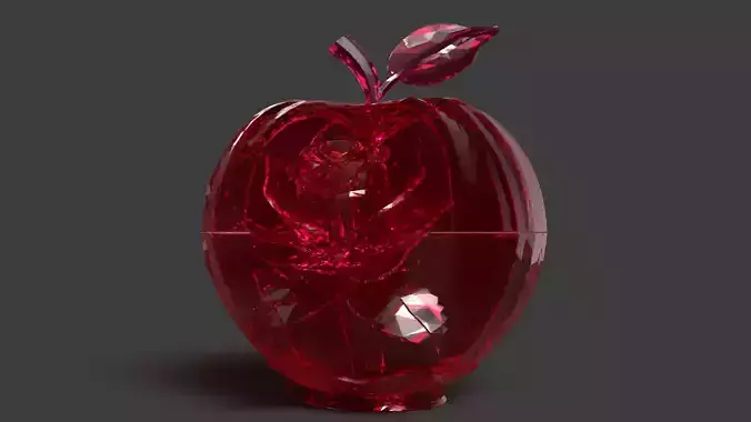 Chinese Crystal Apple with Rose Figure  Low-poly 3D model 5