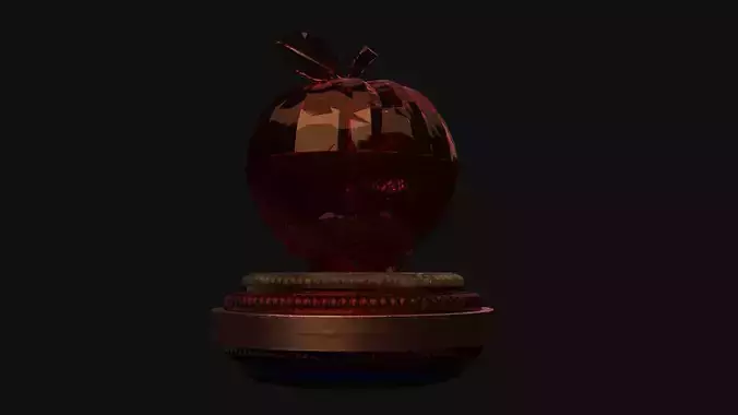 Chinese Crystal Apple with Rose Figure  Low-poly 3D model 2