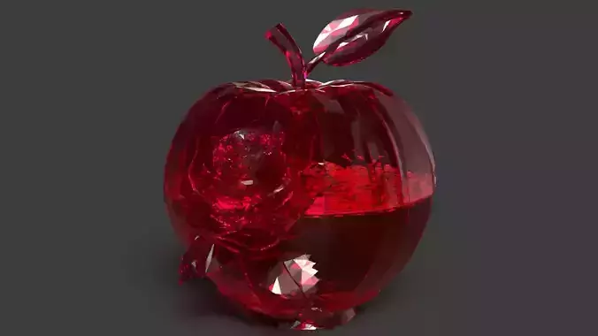 Chinese Crystal Apple with Rose Figure  Low-poly 3D model 7