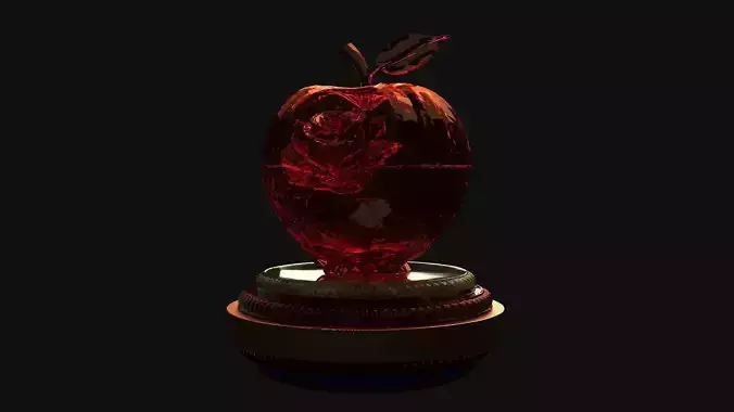 Chinese Crystal Apple with Rose Figure  Low-poly 3D model 4