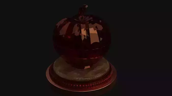 Chinese Crystal Apple with Rose Figure  Low-poly 3D model 3