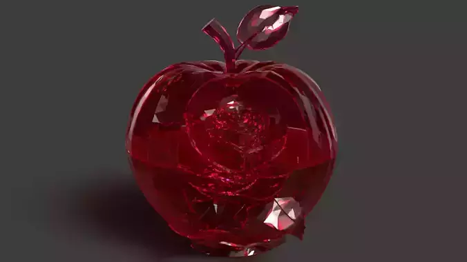 Chinese Crystal Apple with Rose Figure  Low-poly 3D model 6