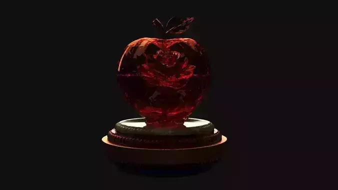 Chinese Crystal Apple with Rose Figure Low-poly 3D model