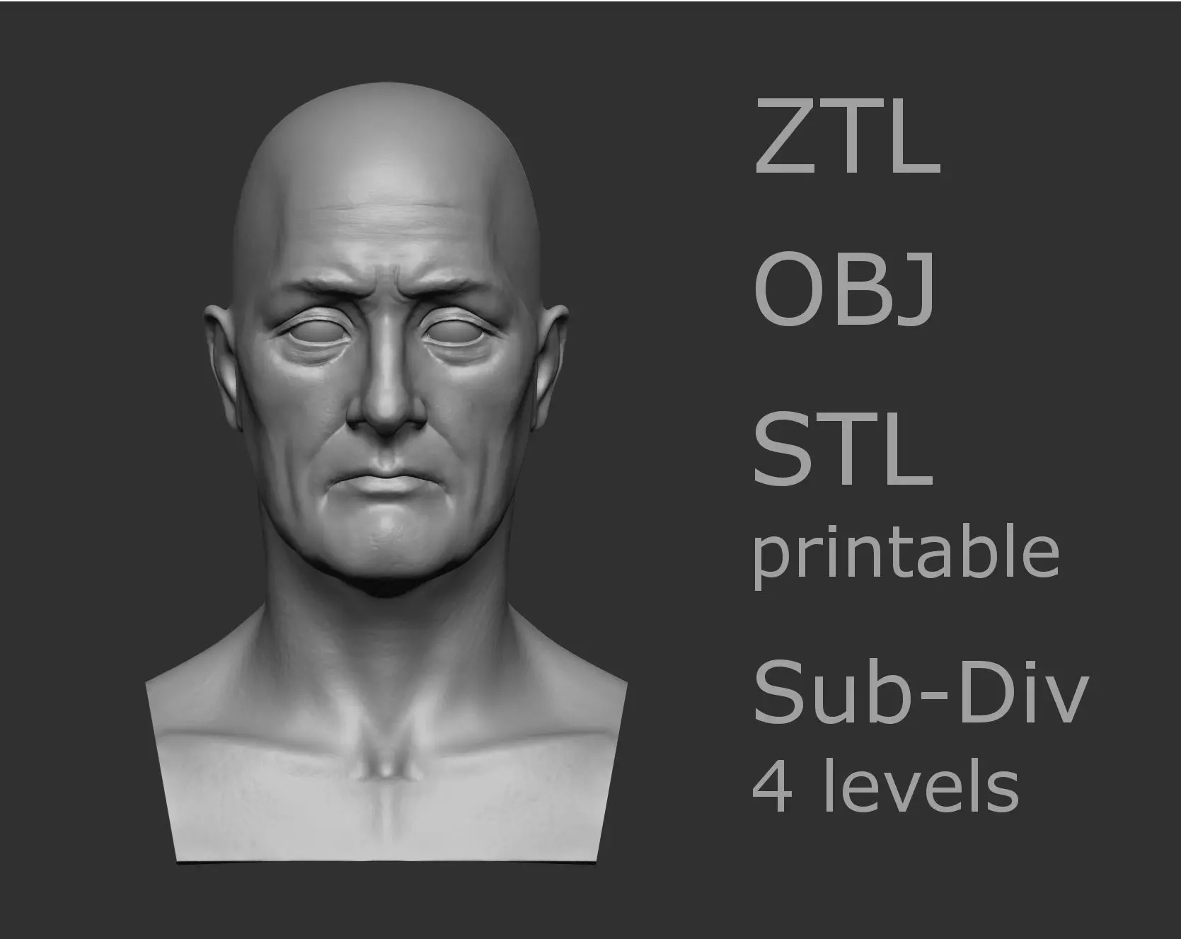 Elderly male head 2 3D model_0